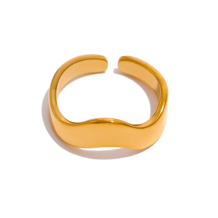 Gold plated minimalist wave ring