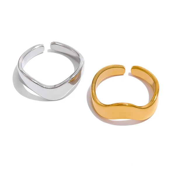 Gold Plated Minimalist Wave Ring - Dazzle Jewellery