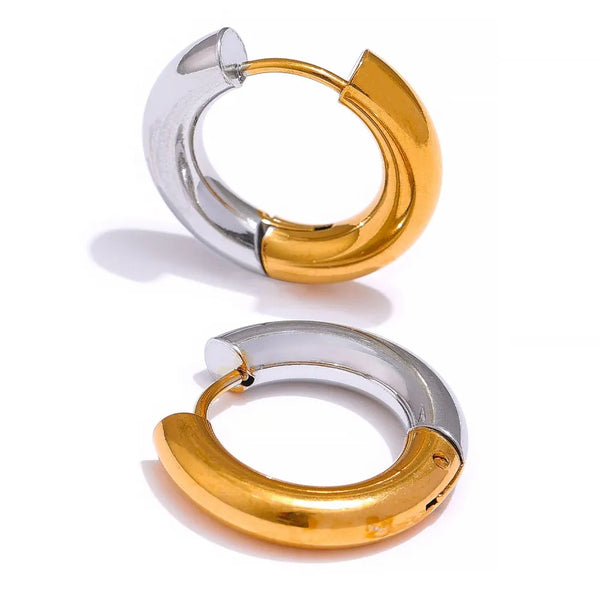 Gold Plated Mix Metal Color Hinge Hoop Earrings - Dazzle Jewellery