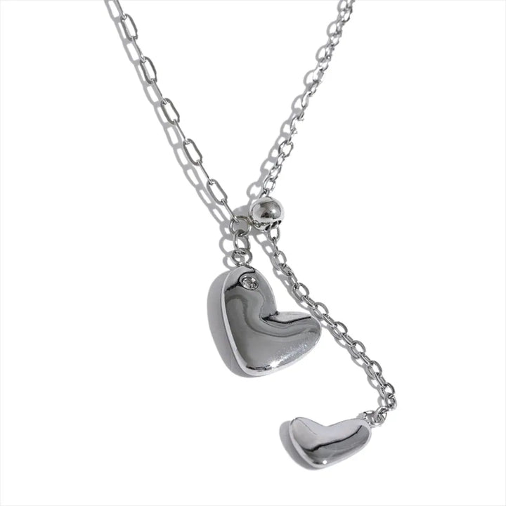 Gold plated mixed paperclip chain heart pendant necklace