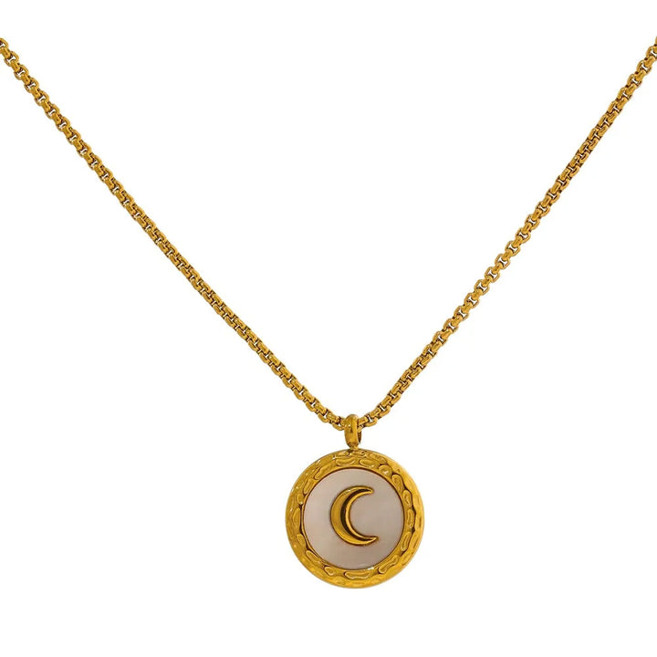 Gold Plated Moon Natural Shell Necklace - Dazzle Jewellery