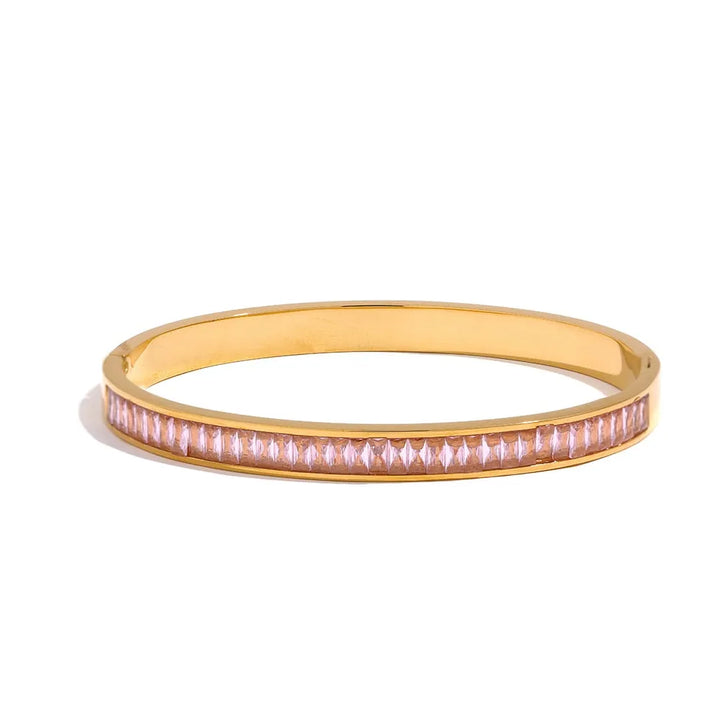 Gold plated multicolored cubic zirconia bracelet bangle