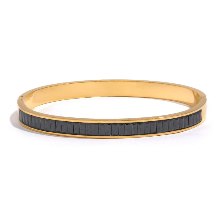 Gold plated multicolored cubic zirconia bracelet bangle