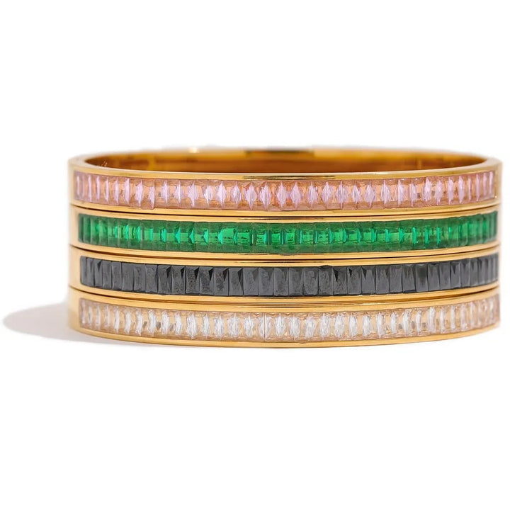 Gold Plated Multicolored Cubic Zirconia Bracelet Bangle - Dazzle Jewellery
