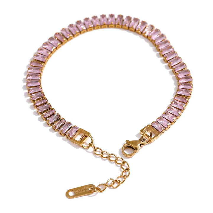 Gold plated multicolored cubic zirconia chic bracelet