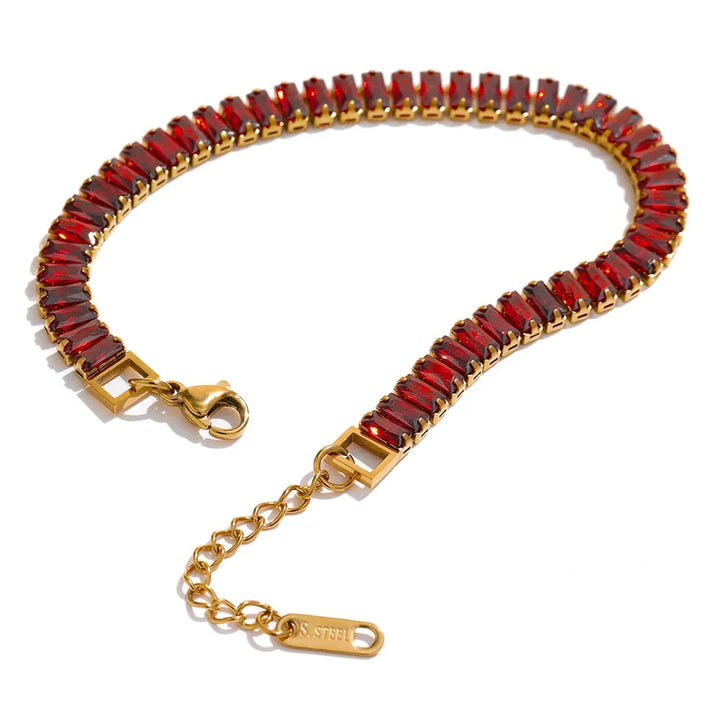 Gold plated multicolored cubic zirconia chic bracelet