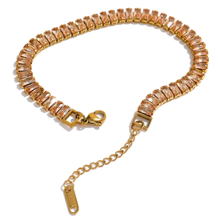 Gold plated multicolored cubic zirconia chic bracelet