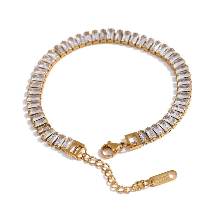 Gold plated multicolored cubic zirconia chic bracelet