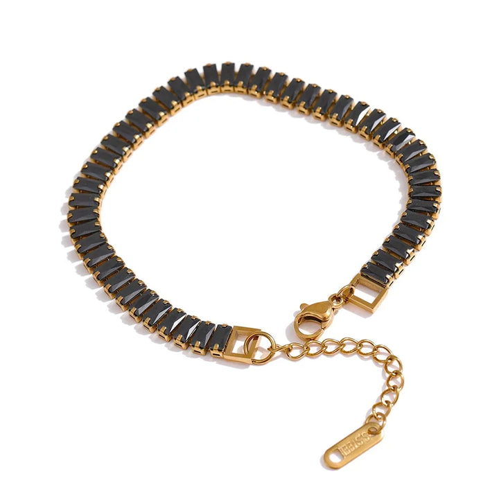Gold plated multicolored cubic zirconia chic bracelet