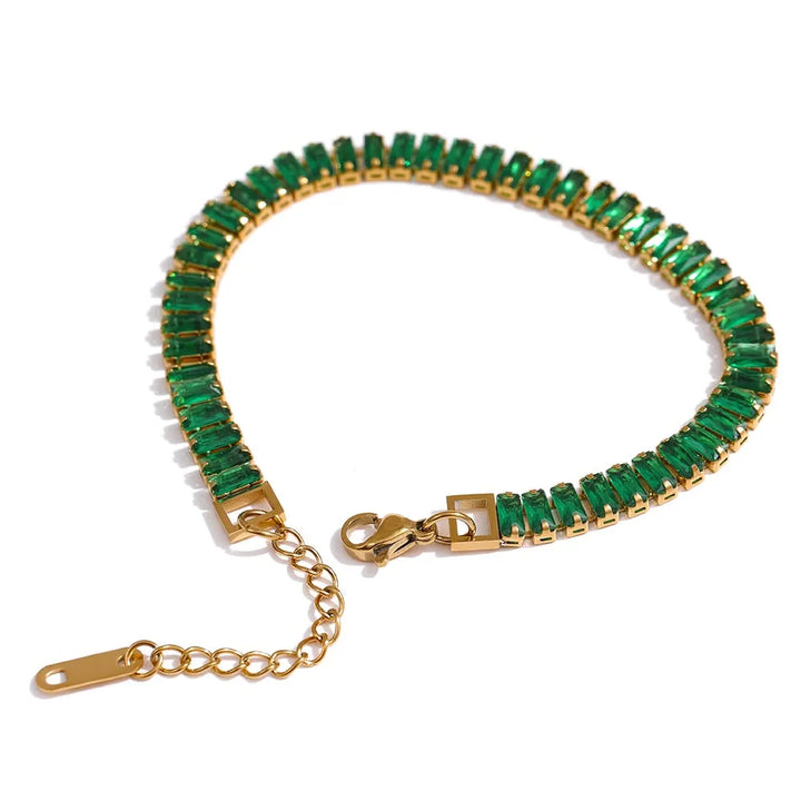Gold plated multicolored cubic zirconia chic bracelet