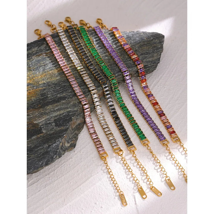 Gold plated multicolored cubic zirconia chic bracelet