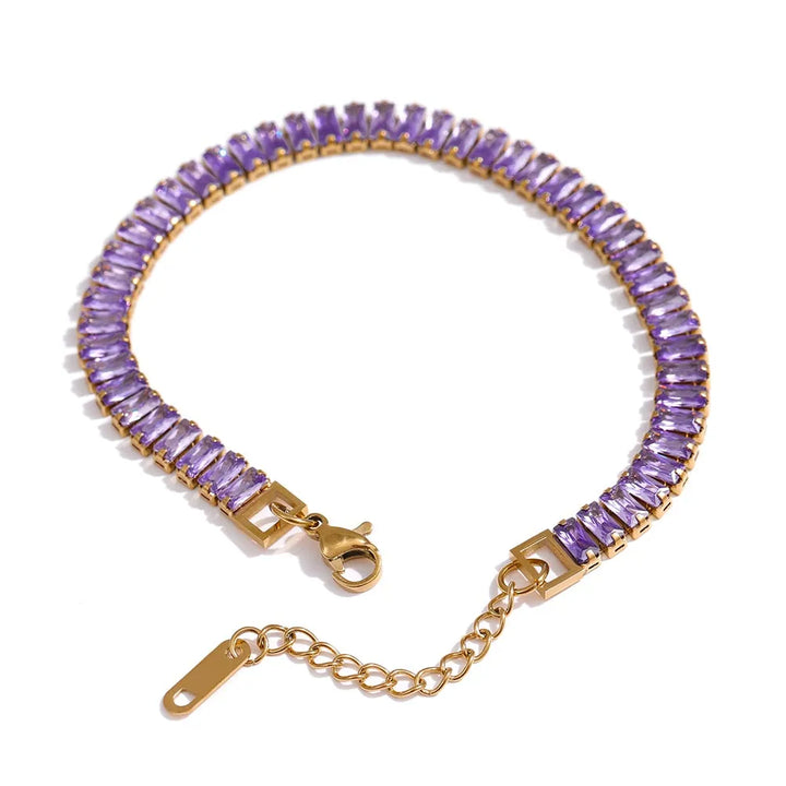 Gold plated multicolored cubic zirconia chic bracelet