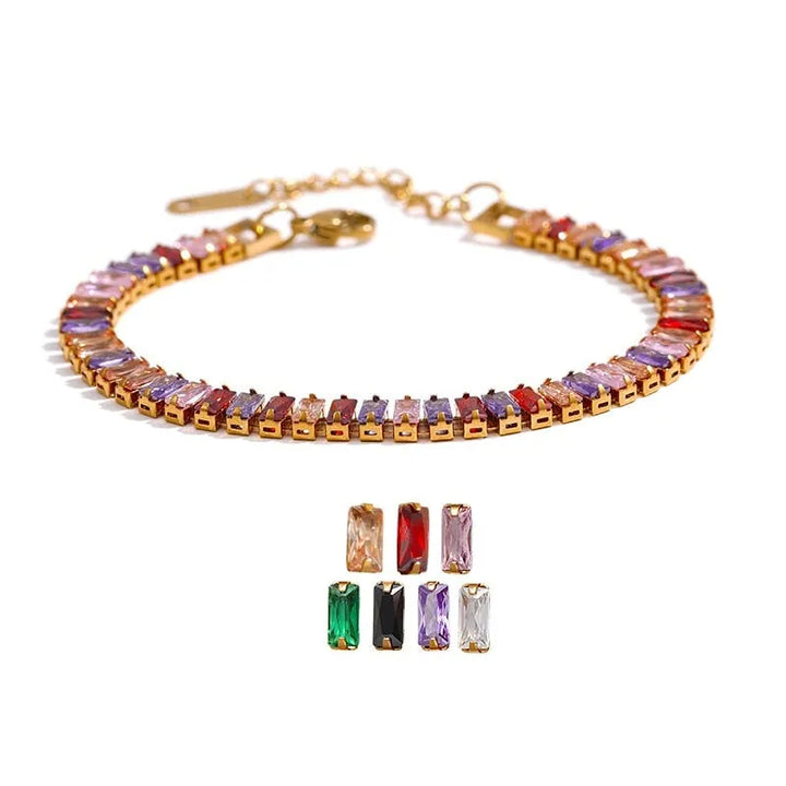 Gold Plated Multicolored Cubic Zirconia Chic Bracelet - Dazzle Jewellery