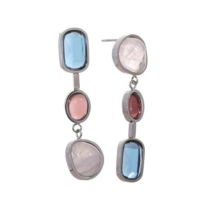 Gold plated natural stone drop dangle earrings