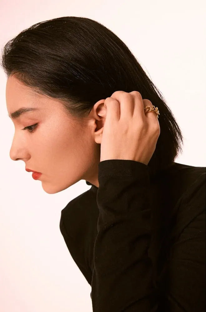 Gold plated open chain ring