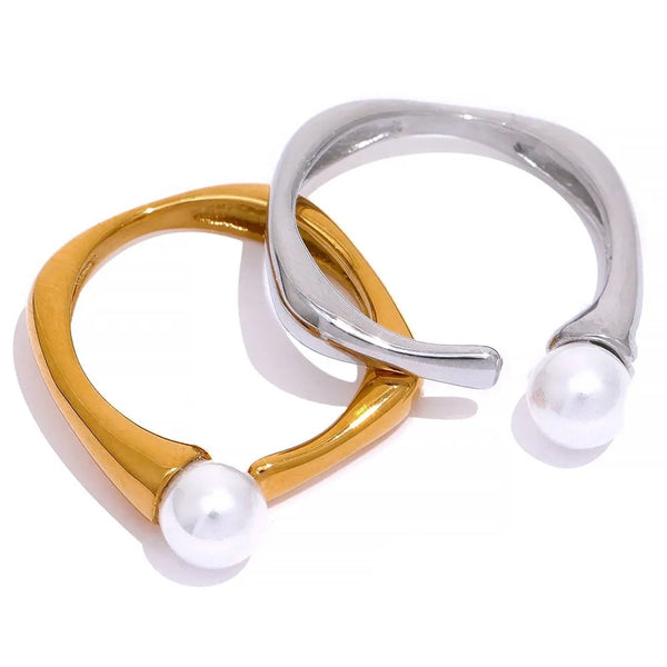 Gold Plated Open Pearl Ring - Dazzle Jewellery