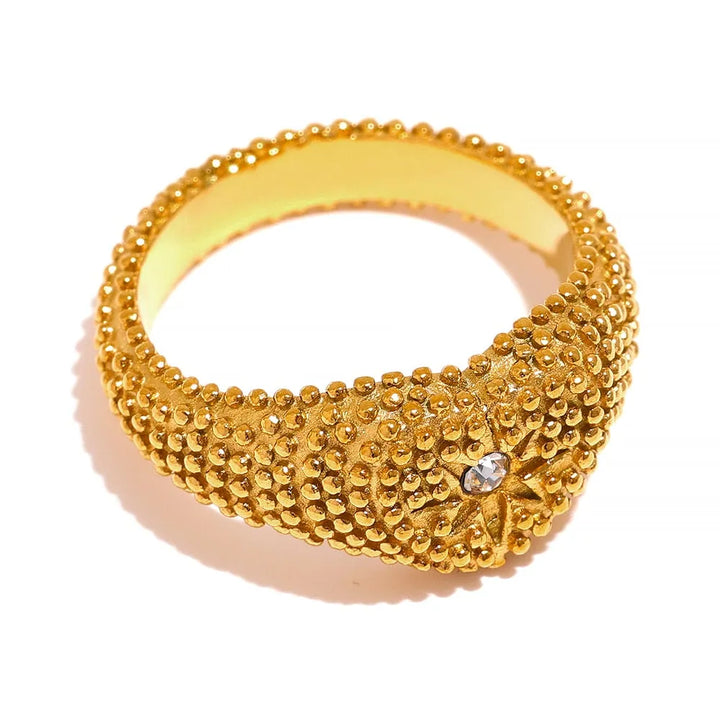 Gold plated playful cubic zirconia ring