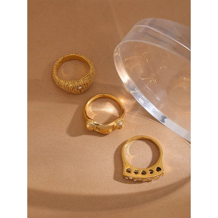 Gold plated playful cubic zirconia ring