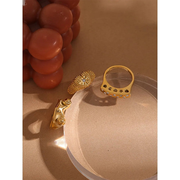 Gold plated playful cubic zirconia ring