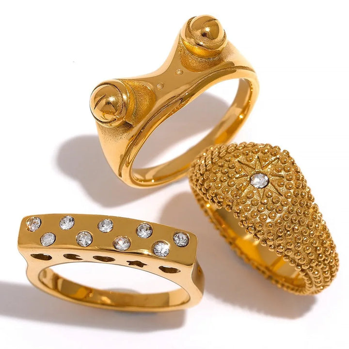 Gold Plated Playful Cubic Zirconia Ring - Dazzle Jewellery
