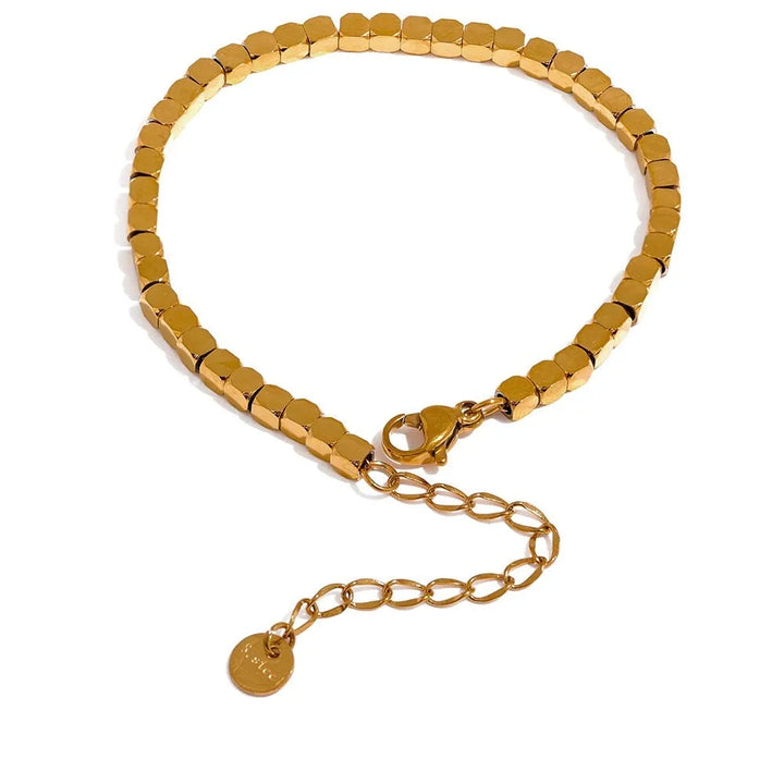Gold Plated Polished Squares Bangle Bracelet - Dazzle Jewellery
