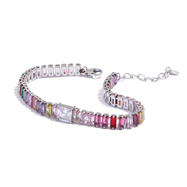 Gold Plated Shiny Cubic Zirconia Chain Bracelet - Dazzle Jewellery