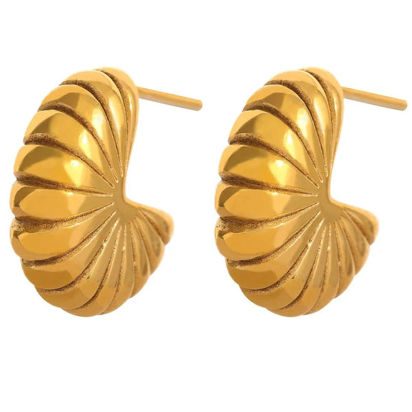 Gold Plated Snail Statement Post Back Earrings - Dazzle Jewellery