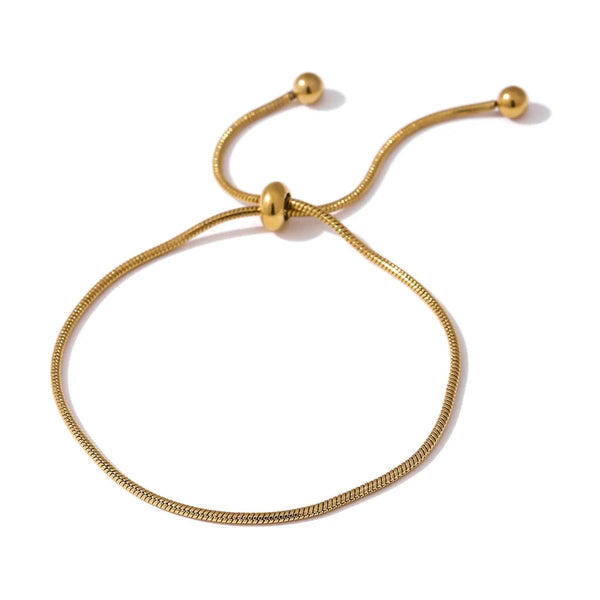 Gold Plated Snake Chain Slider Bracelet - Dazzle Jewellery