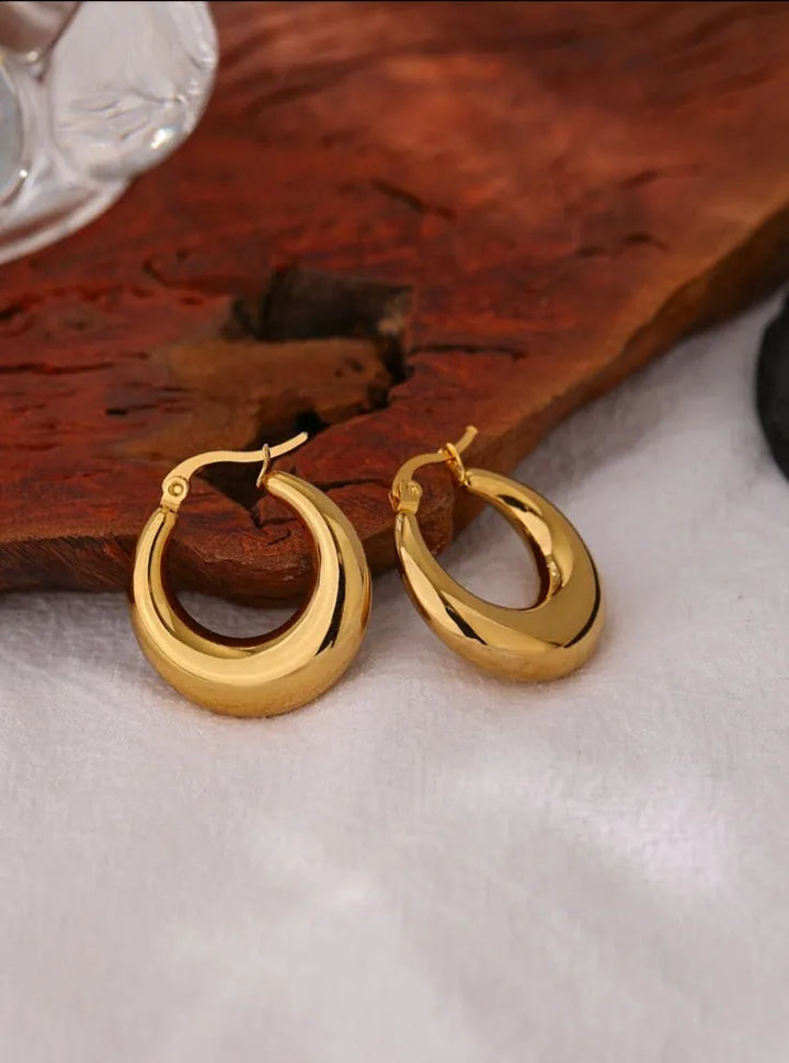 Gold plated statement classic thick hoop earrings