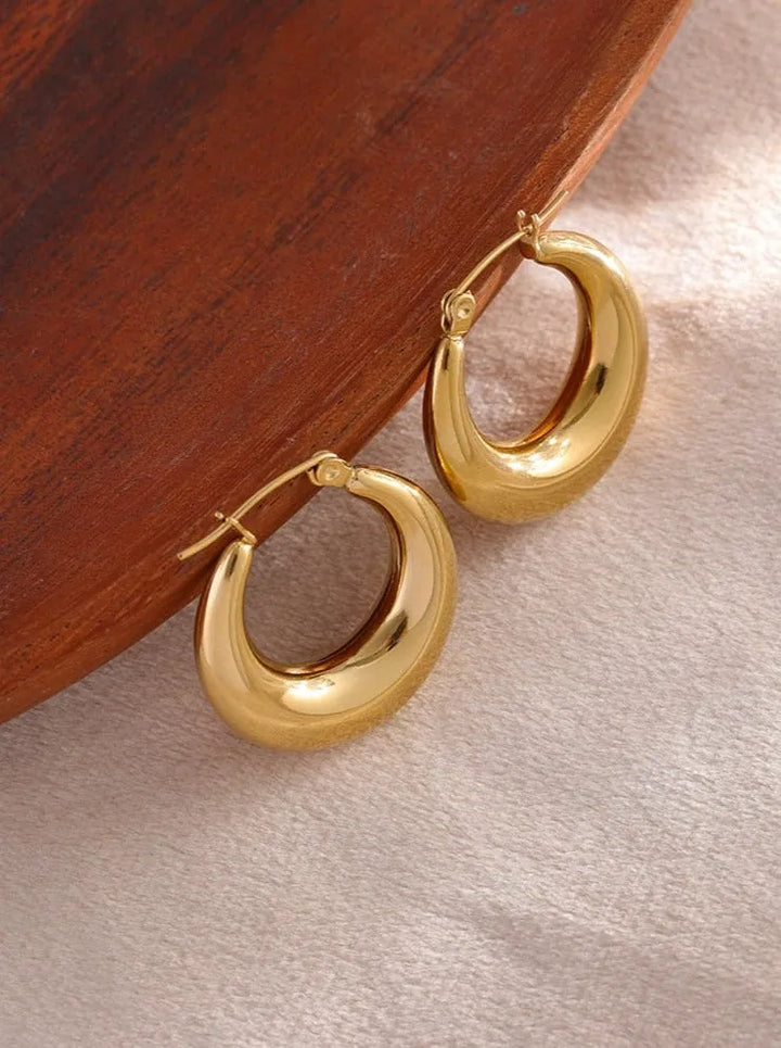 Gold plated statement classic thick hoop earrings