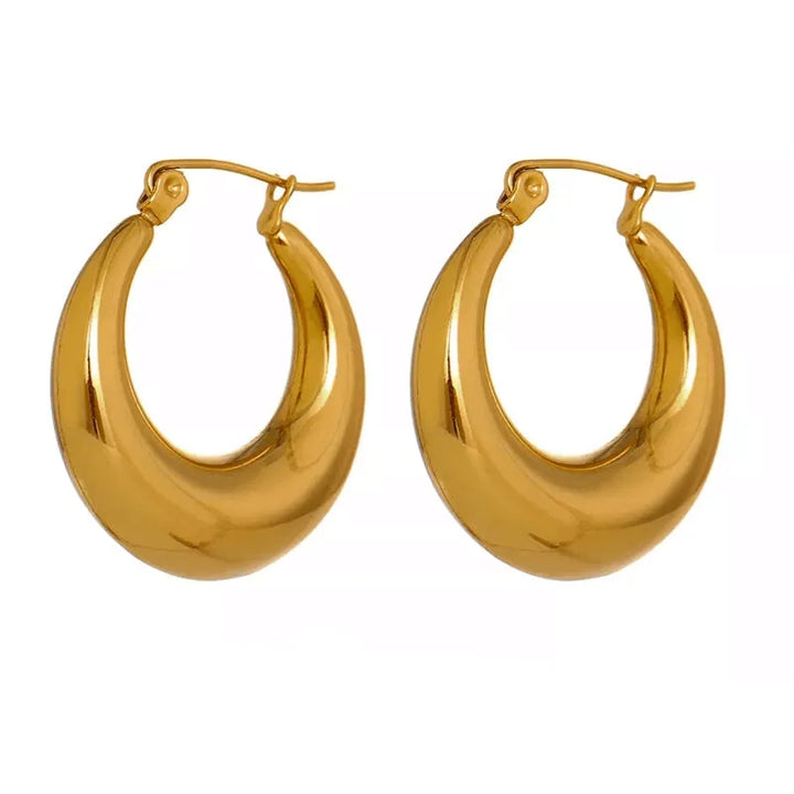 Gold Plated Statement Classic Thick Hoop Earrings - Dazzle Jewellery