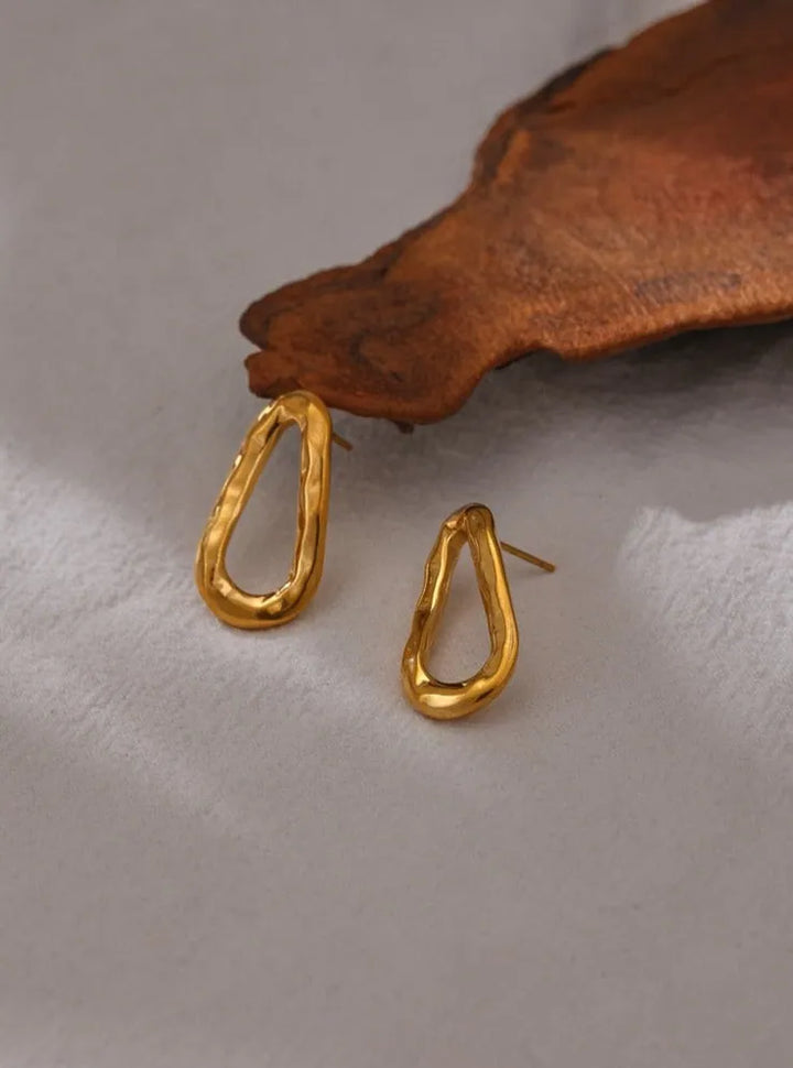 Gold plated statement oval post back earrings