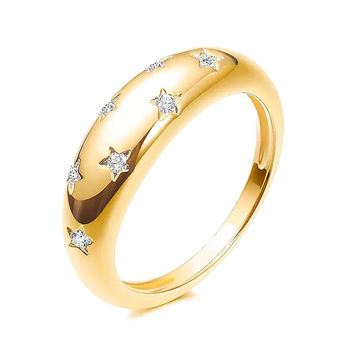 Gold plated sterling silver chunky moissanite dome ring