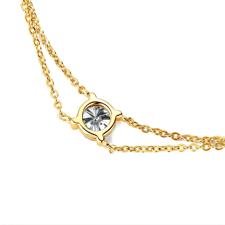 Gold plated sterling silver double chain moissanite bracelet