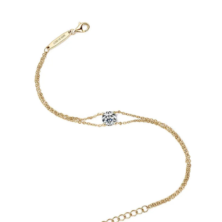 Gold plated sterling silver double chain moissanite bracelet