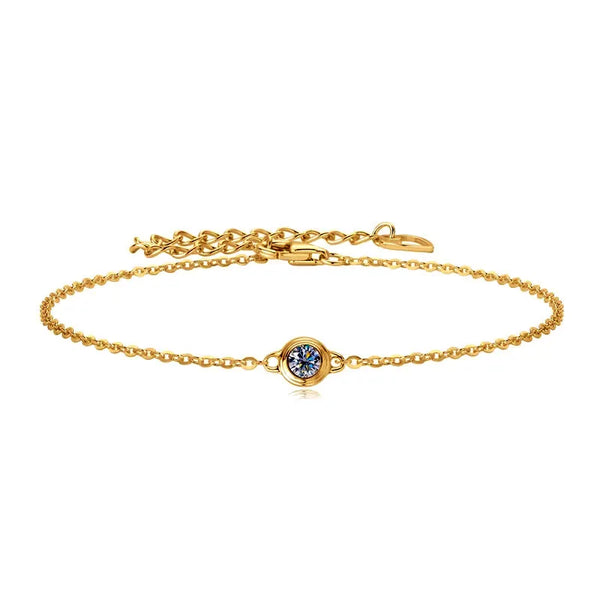 Gold Plated Sterling Silver Elegant Bezel Moissanite Bracelet - Dazzle Jewellery