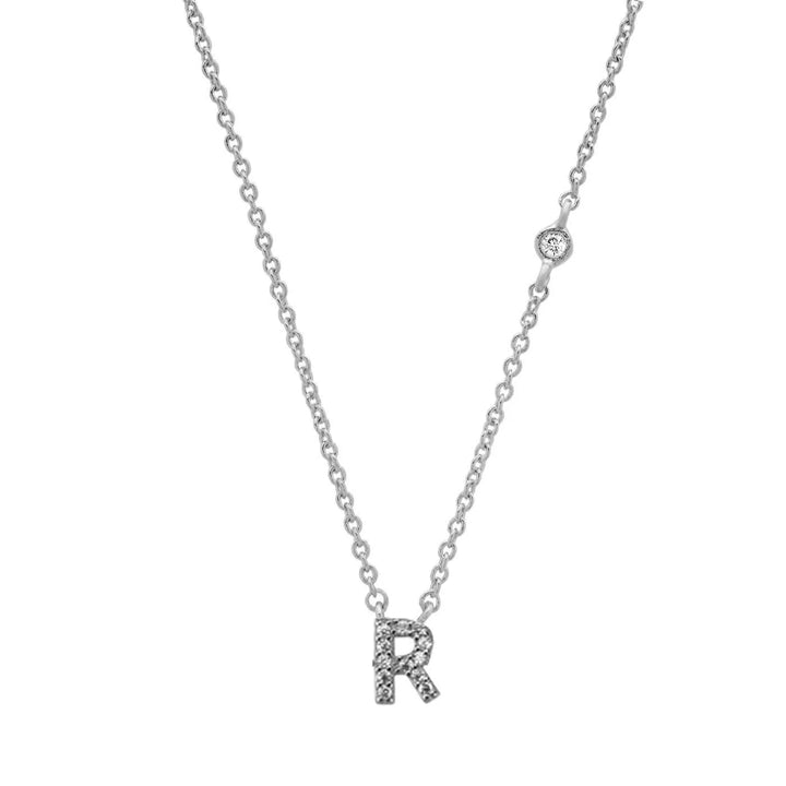 Gold plated sterling silver initial letter pendant cubic zirconia necklace