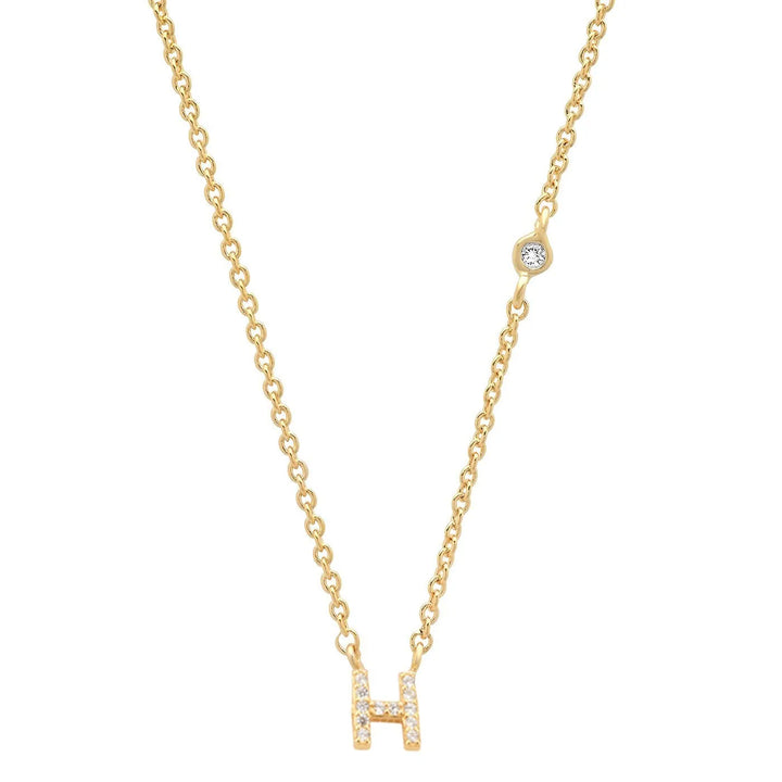 Gold plated sterling silver initial letter pendant cubic zirconia necklace