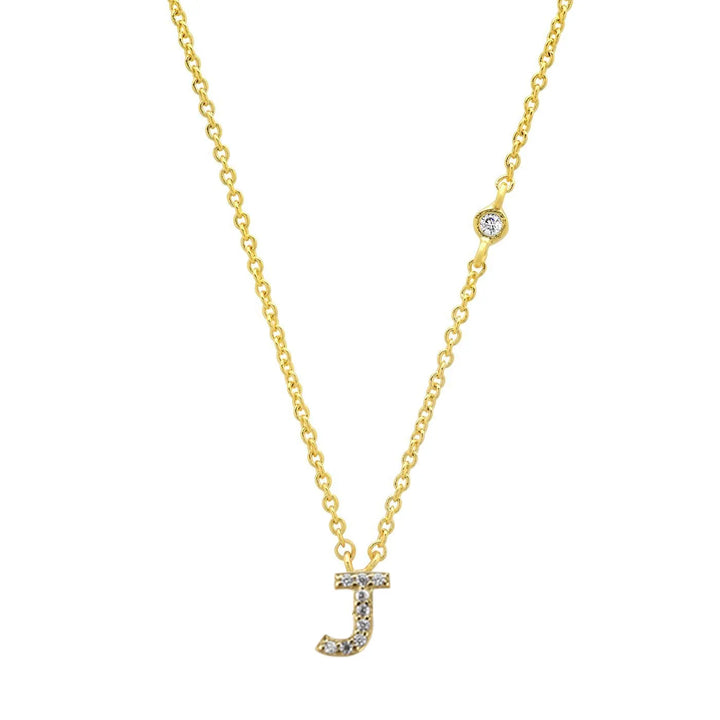 Gold plated sterling silver initial letter pendant cubic zirconia necklace