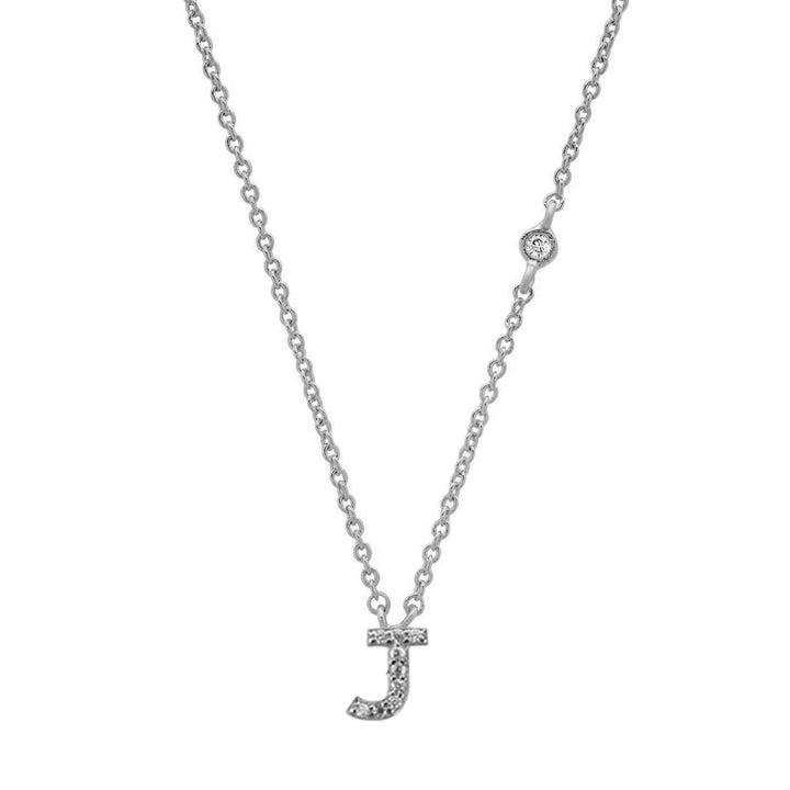 Gold plated sterling silver initial letter pendant cubic zirconia necklace