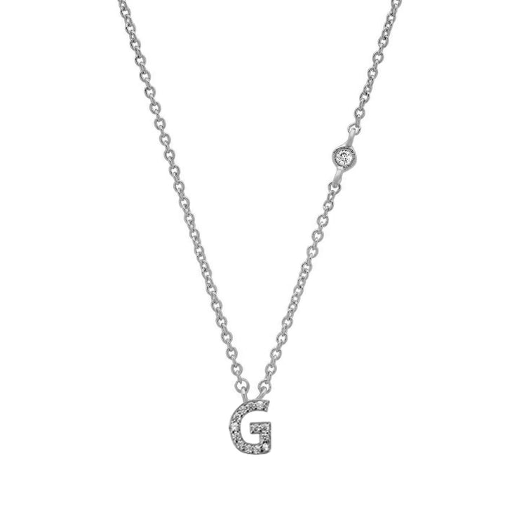 Gold plated sterling silver initial letter pendant cubic zirconia necklace