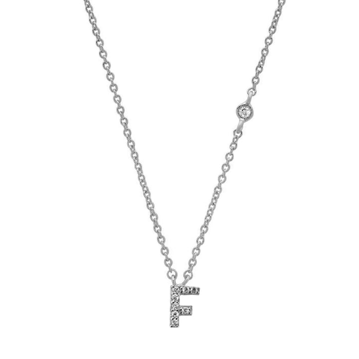 Gold plated sterling silver initial letter pendant cubic zirconia necklace