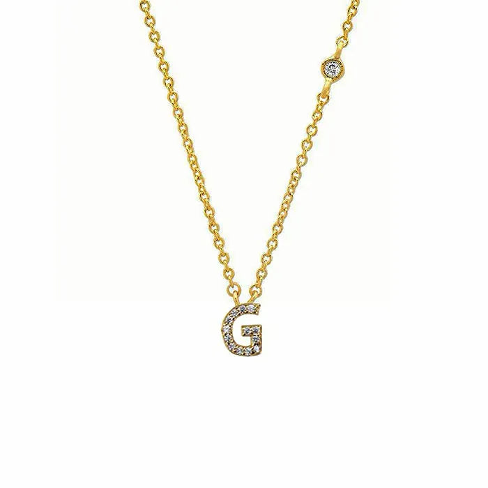 Gold plated sterling silver initial letter pendant cubic zirconia necklace