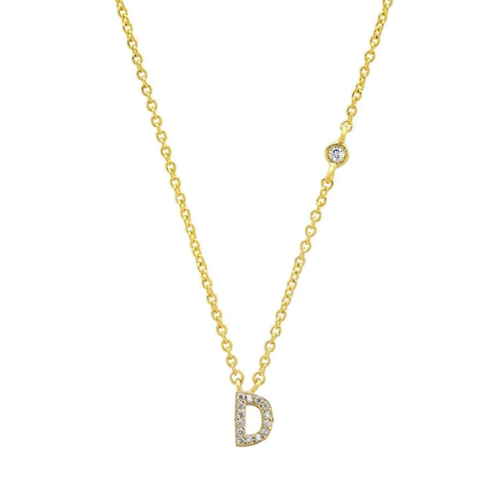 Gold plated sterling silver initial letter pendant cubic zirconia necklace