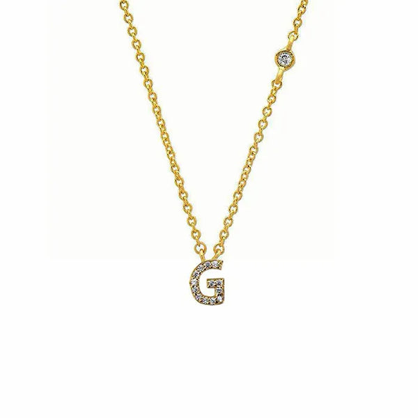 Gold Plated Sterling Silver Initial Letter Pendant Cubic Zirconia Necklace - Dazzle Jewellery