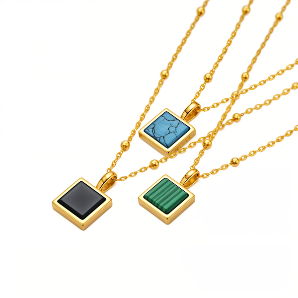 Gold Plated Sterling Silver Malachite Pendant Necklace - Dazzle Jewellery