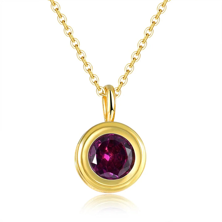 Gold plated sterling silver natural topaz peridot rhodolite garnet pendant necklace