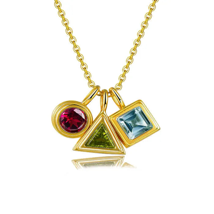 Gold Plated Sterling Silver Natural Topaz Peridot Rhodolite Garnet Pendant Necklace - Dazzle Jewellery