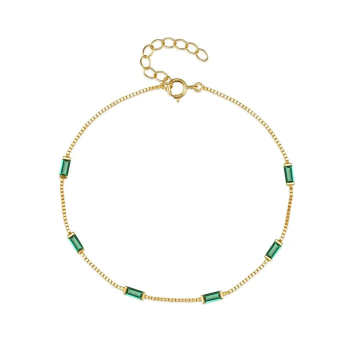 Gold plated sterling silver simple color zircon bracelet