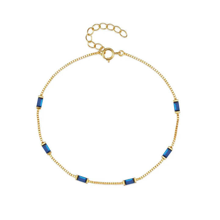 Gold plated sterling silver simple color zircon bracelet